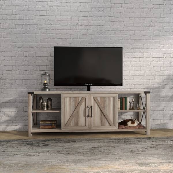 68" Rustic Industrial TV Stand Wood Metal Console with Storage